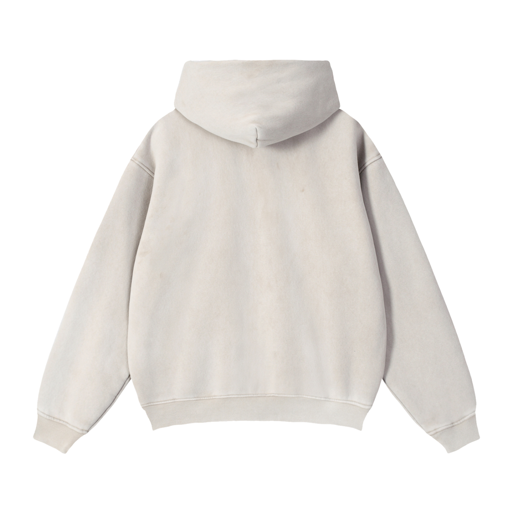 Sudadera con capucha de felpa holgada unisex con cremallera y lavado a la nieve