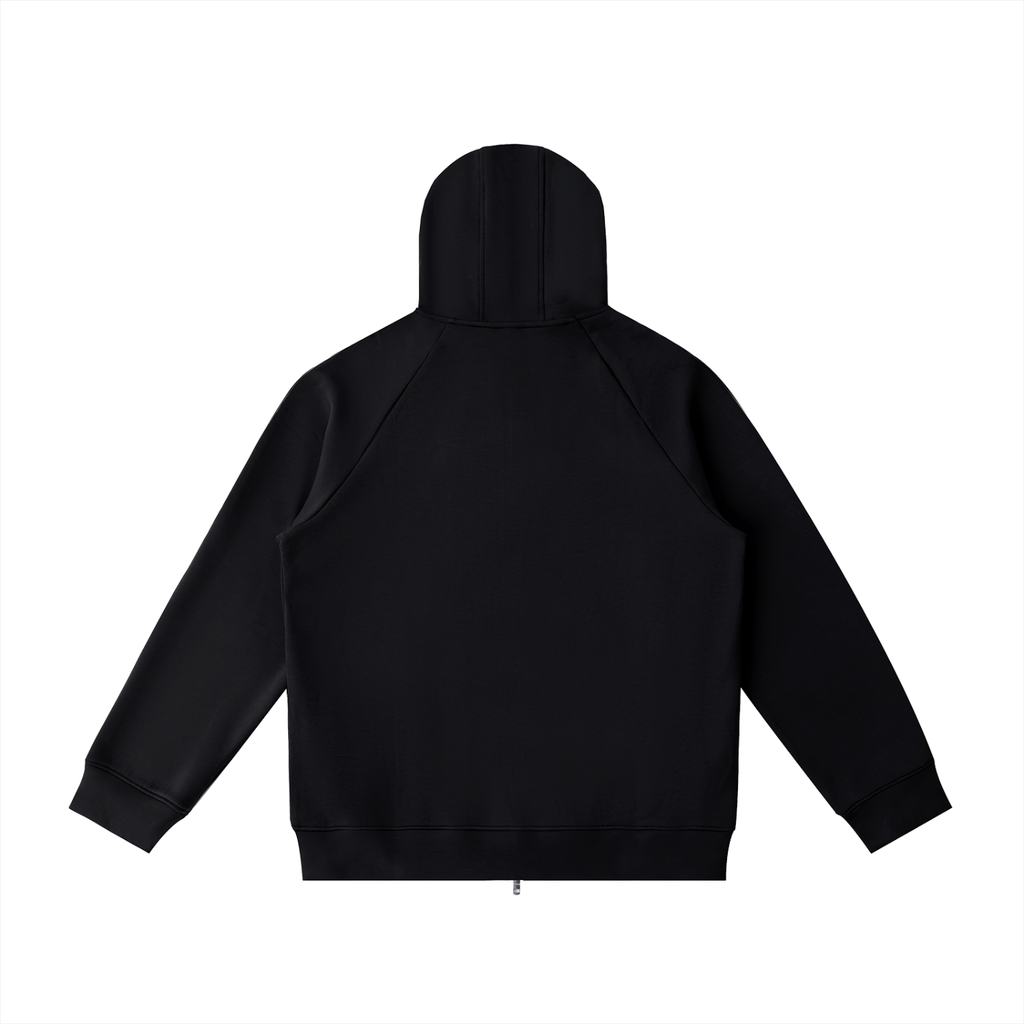 Sudadera con capucha y cremallera de manga raglán de peso pesado para mujer