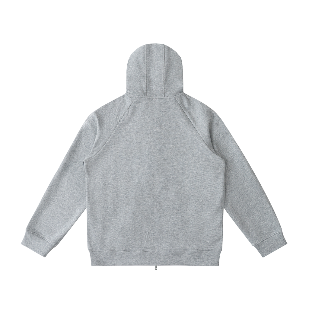 Sudadera con capucha y cremallera de manga raglán de peso pesado para mujer