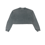 Sudadera corta de mujer "LA" con efecto nieve y borde sin rematar