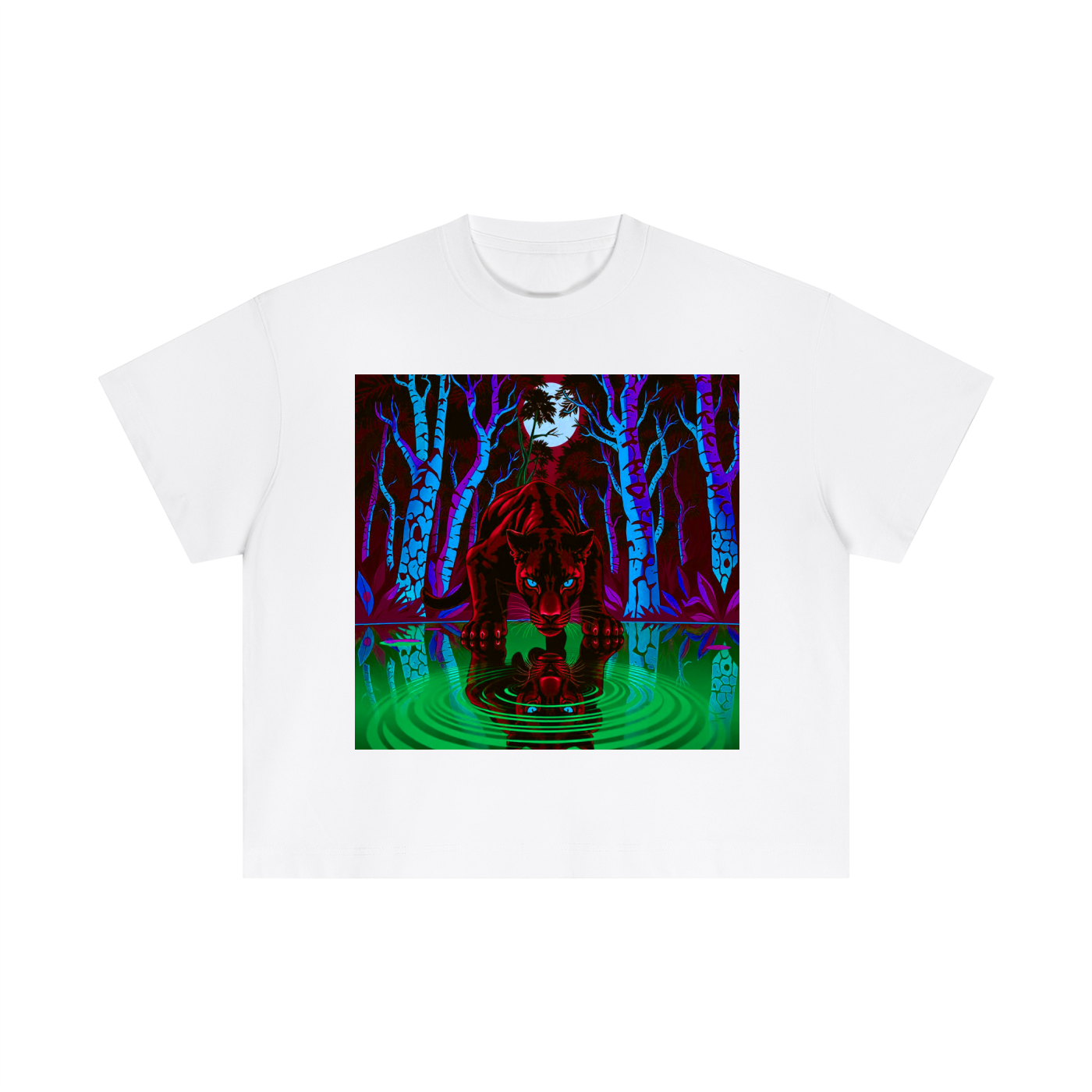 Women's "Midnight Panther" Boxy Cotton Graphic Tee