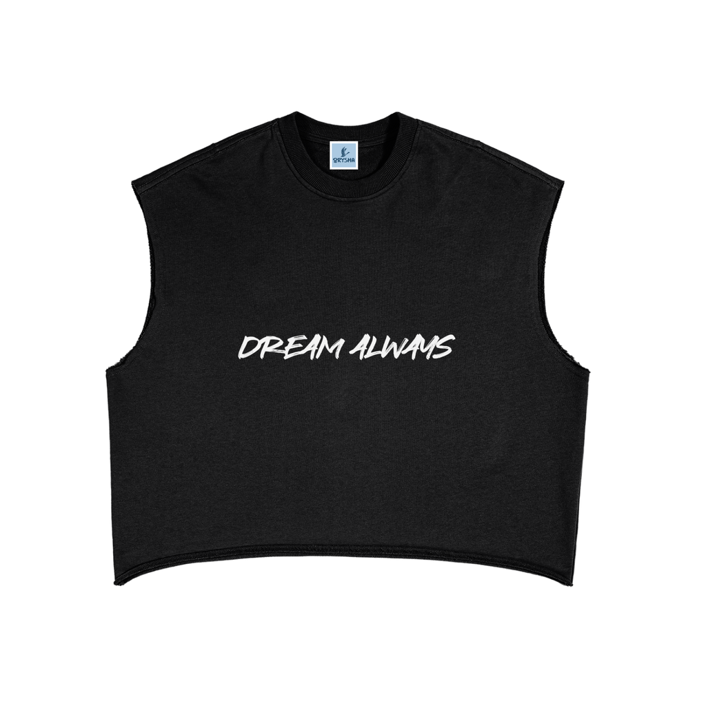Camiseta sin mangas holgada de felpa francesa "Dream Always" pesada para mujer