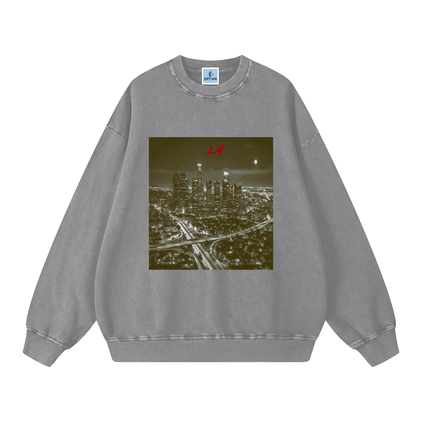 Men’s “LA After Dark” Snow Washed Oversized Graphic Sweatshirt