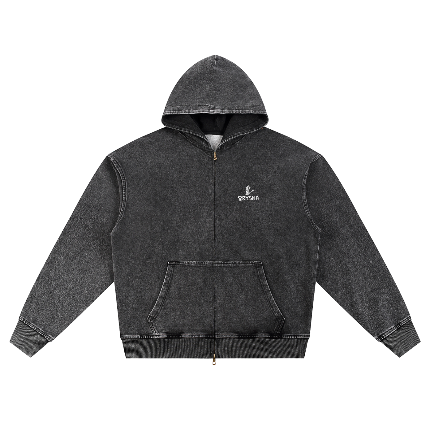 Women's "Legend Koi" Snow Wash Oversized Zip-Up Jacket