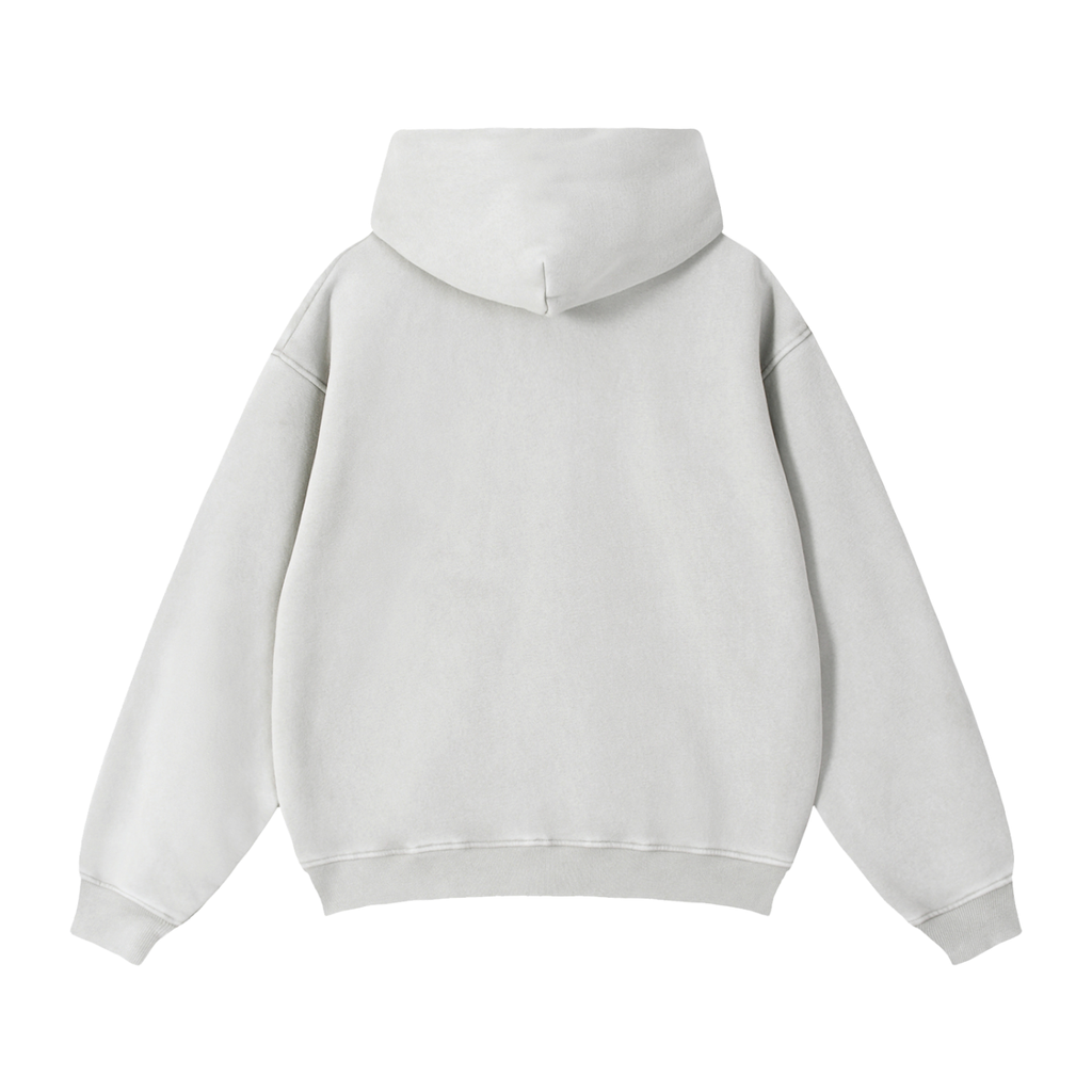 Sudadera con capucha de felpa holgada unisex con cremallera y lavado a la nieve