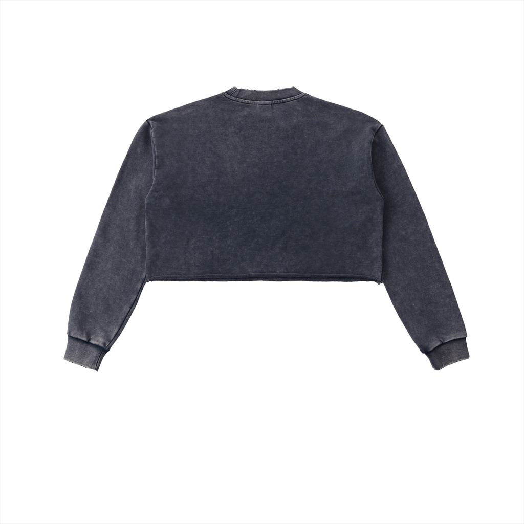 Sudadera corta de mujer "LA" con efecto nieve y borde sin rematar