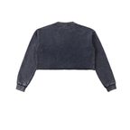 Sudadera corta de mujer "LA" con efecto nieve y borde sin rematar
