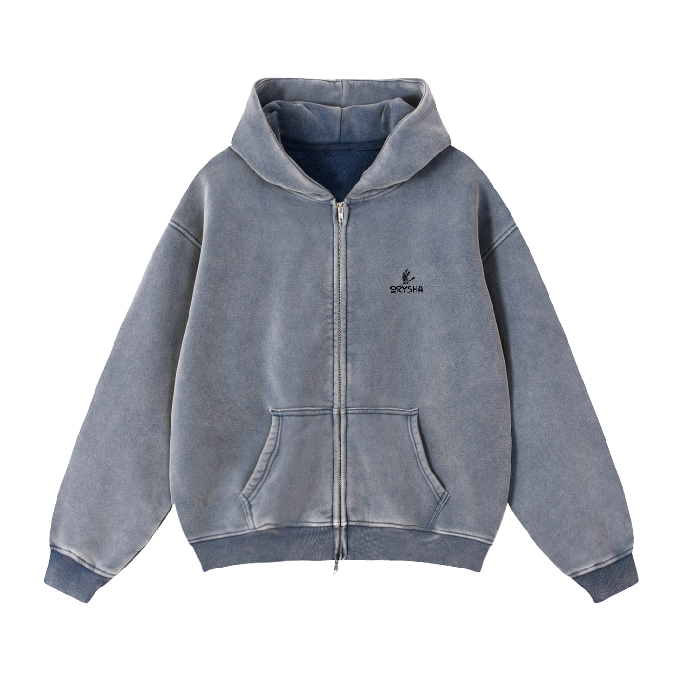 Women's Snow Washed Zip-Through Boxy Fleece Hoodie