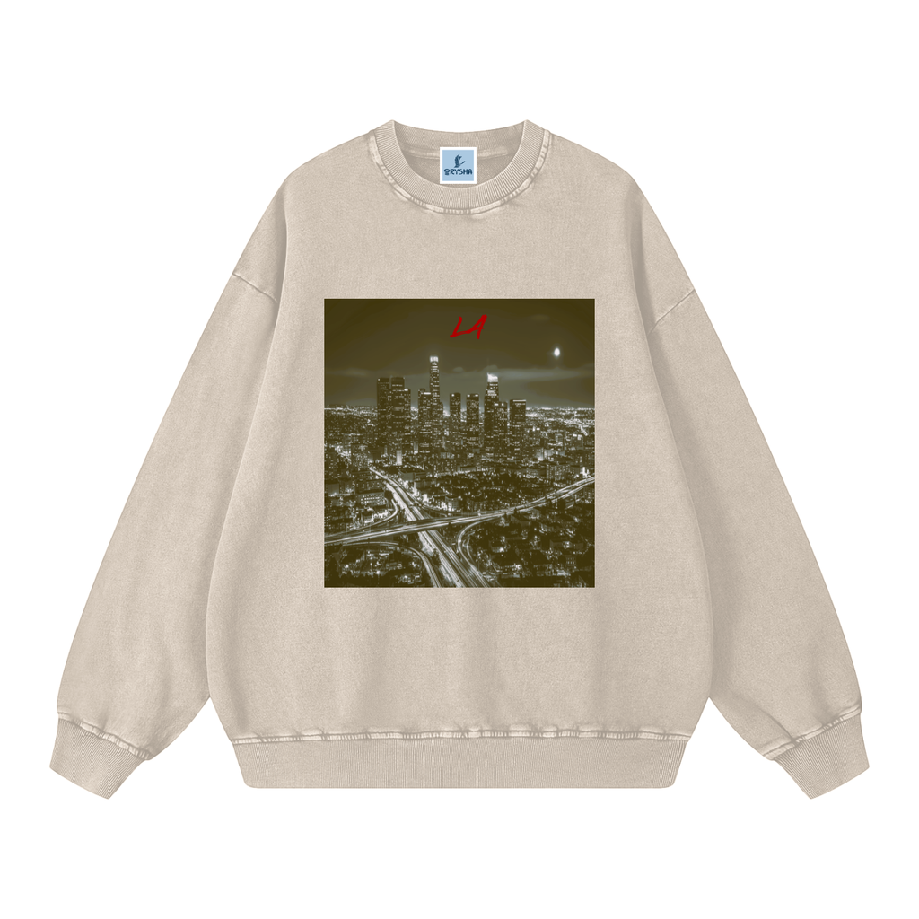 Sudadera extragrande "LA" Snow Washed para mujer