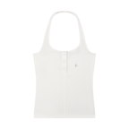 Camiseta sin mangas acanalada Henley para mujer