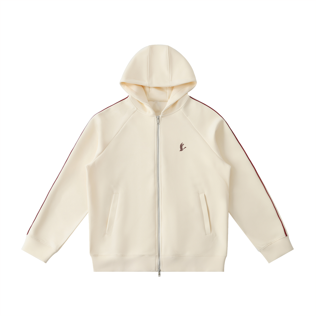 Sudadera con capucha pesada con cremallera y manga raglán