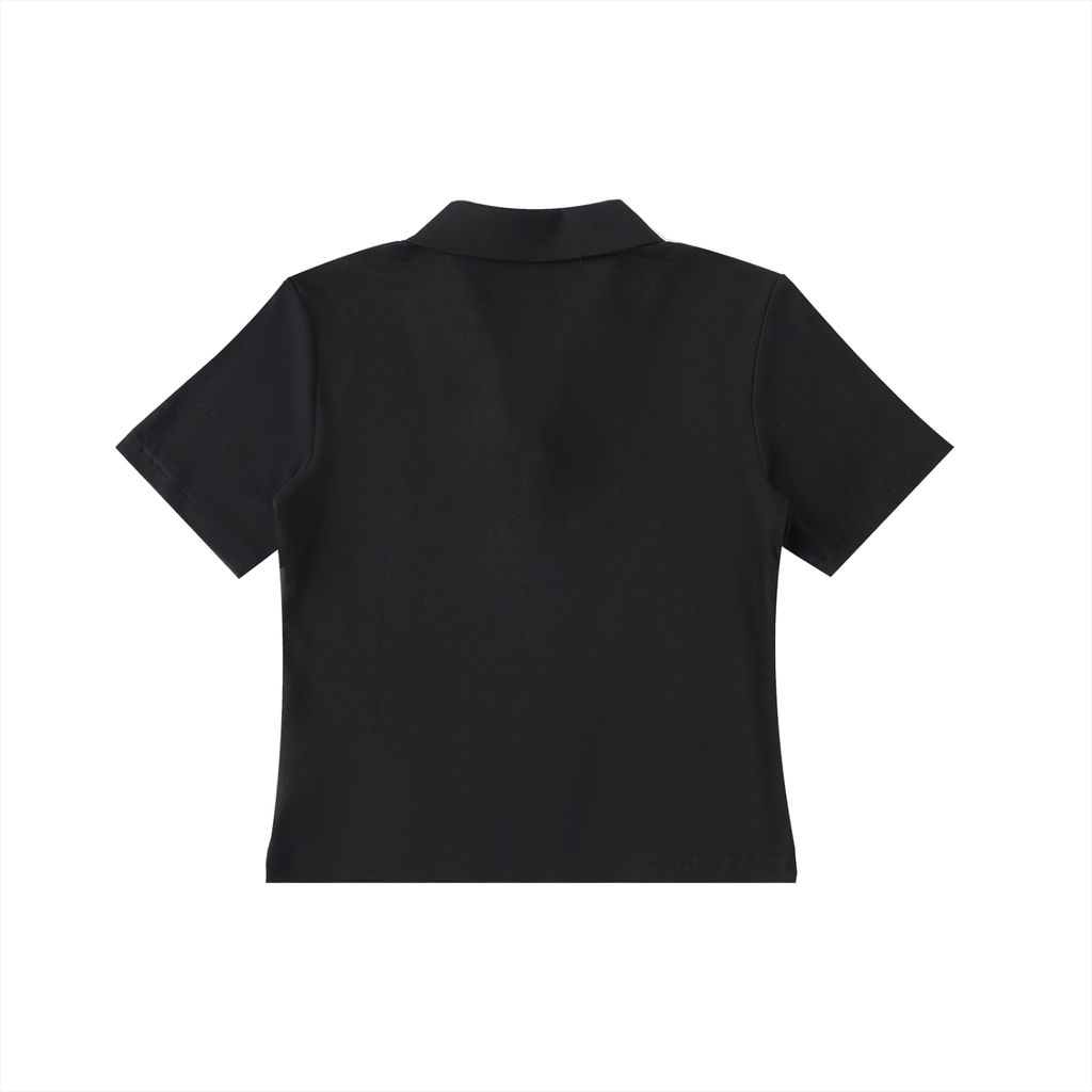 Polo entallado de manga corta para mujer