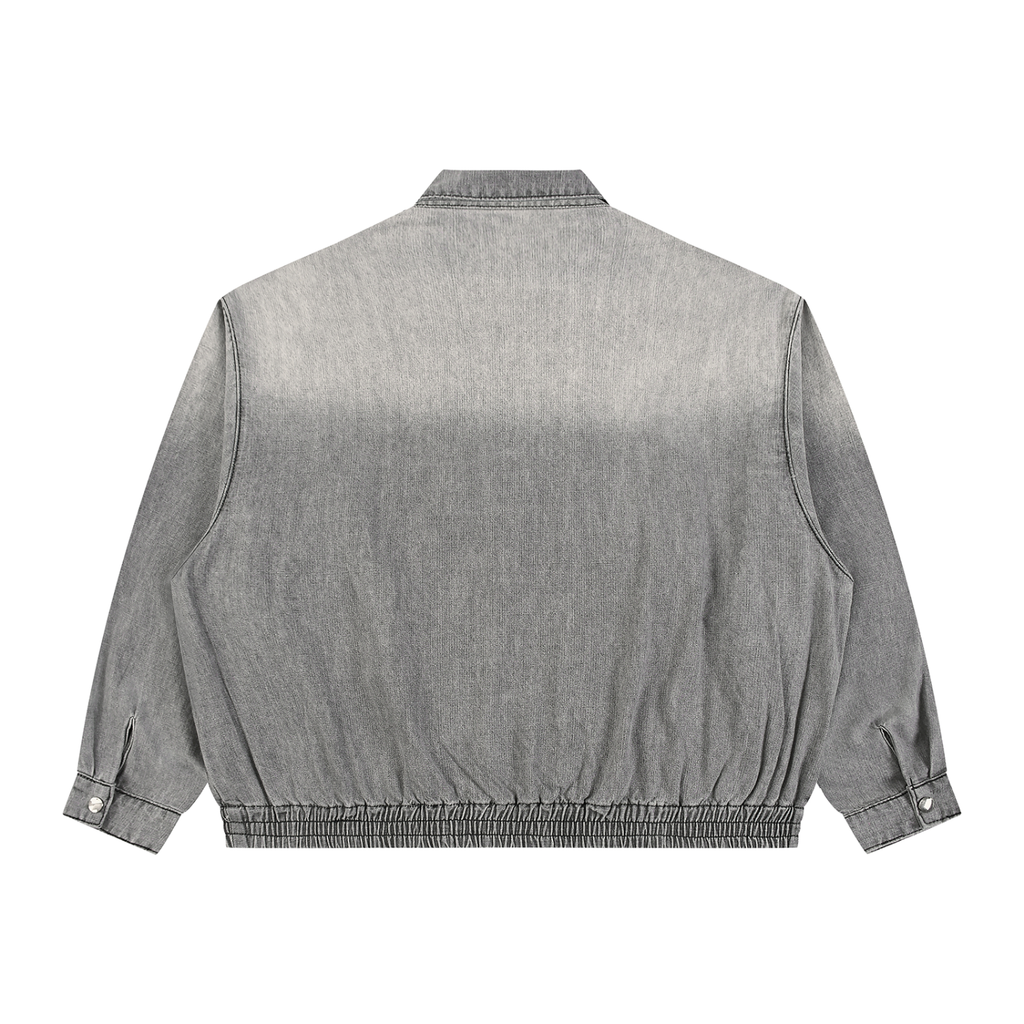 Chaqueta con cremallera completa, lavado vintage, para hombre