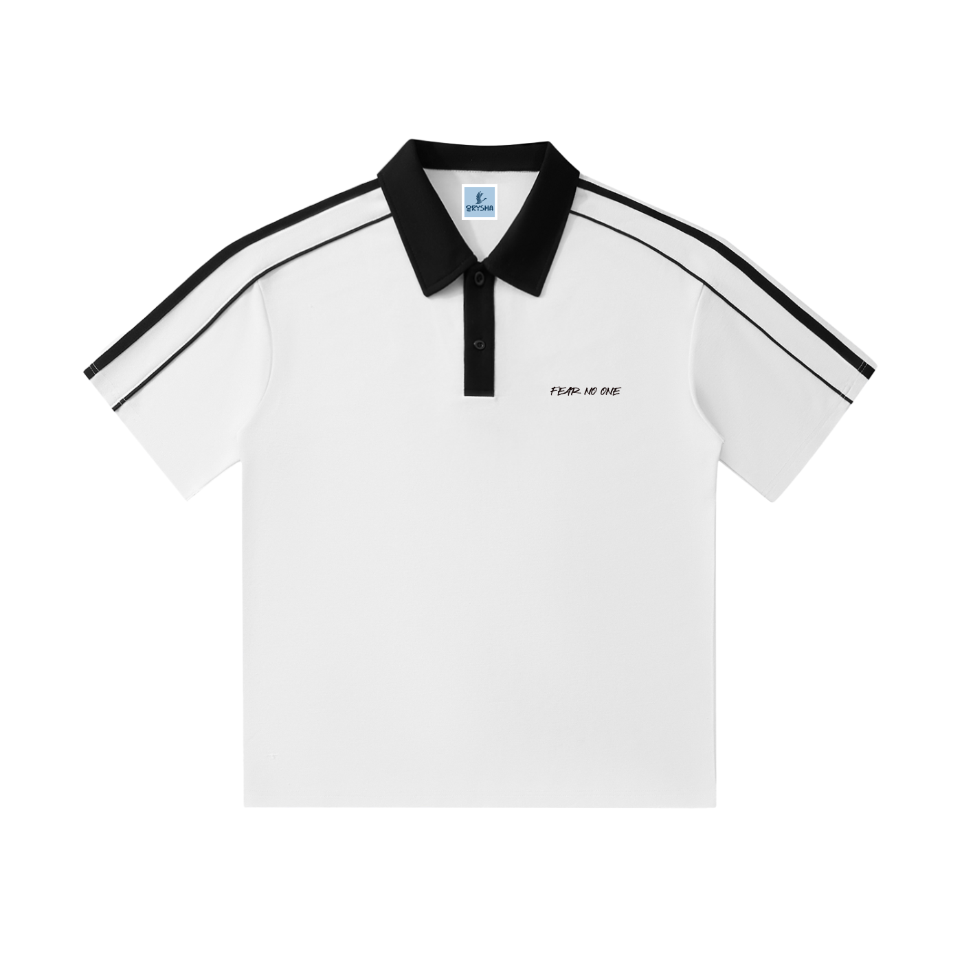 Men's "Fear No One" Contrast Collar Short Sleeve Polo