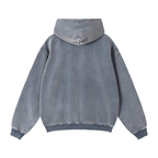 Sudadera con capucha de felpa para mujer, holgada, con cremallera y efecto lavado de nieve