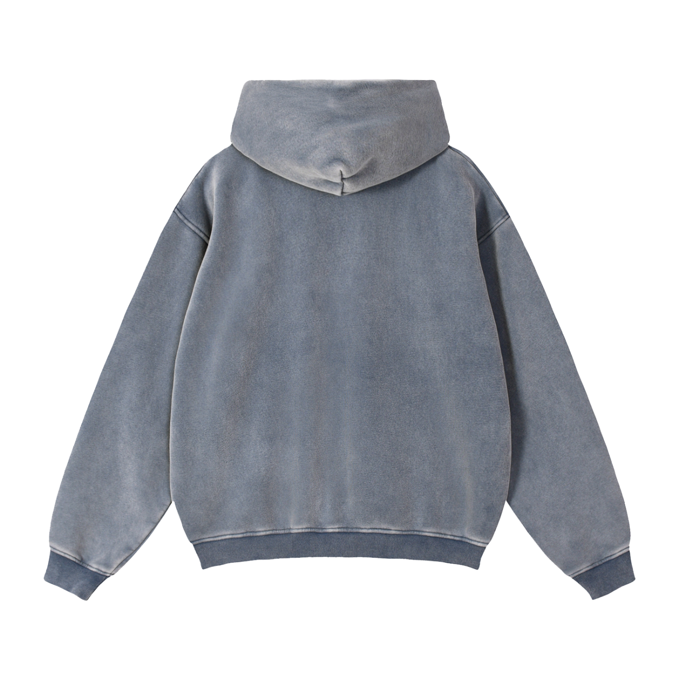 Men's Snow Washed Zip-Through Boxy Fleece Hoodie