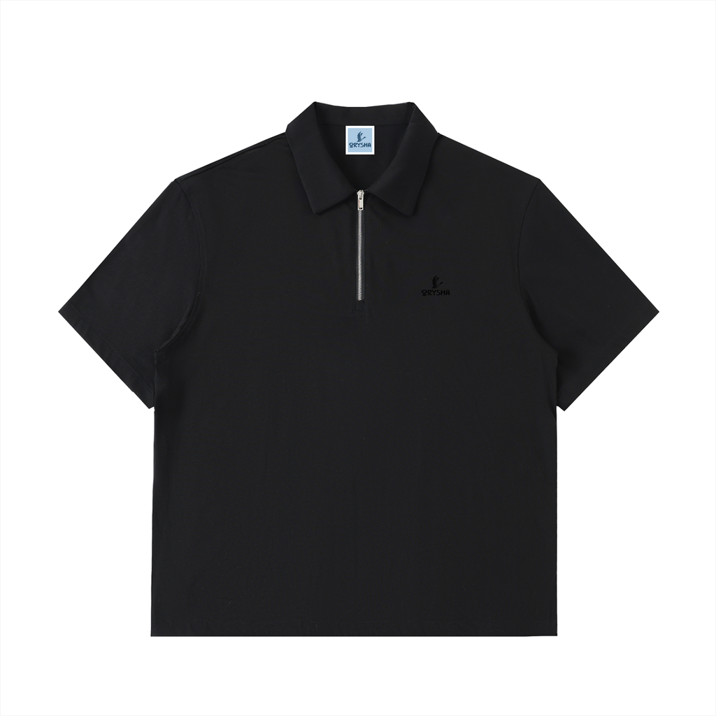 Polo de algodón con media cremallera