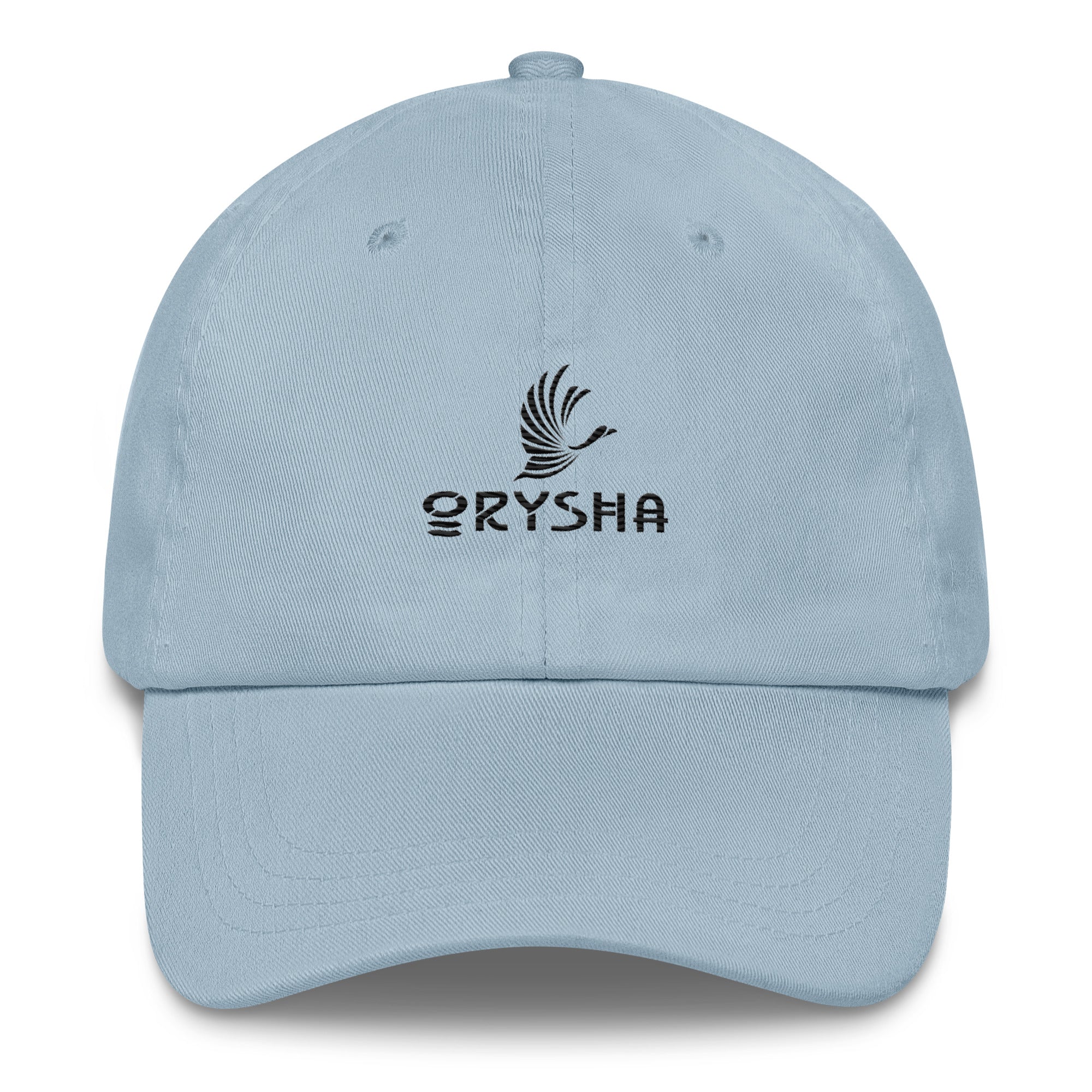 Orysha Essential Logo Embroidered Hat featuring premium logo embroidery, curved visor, and adjustable low-profile dad hat design.