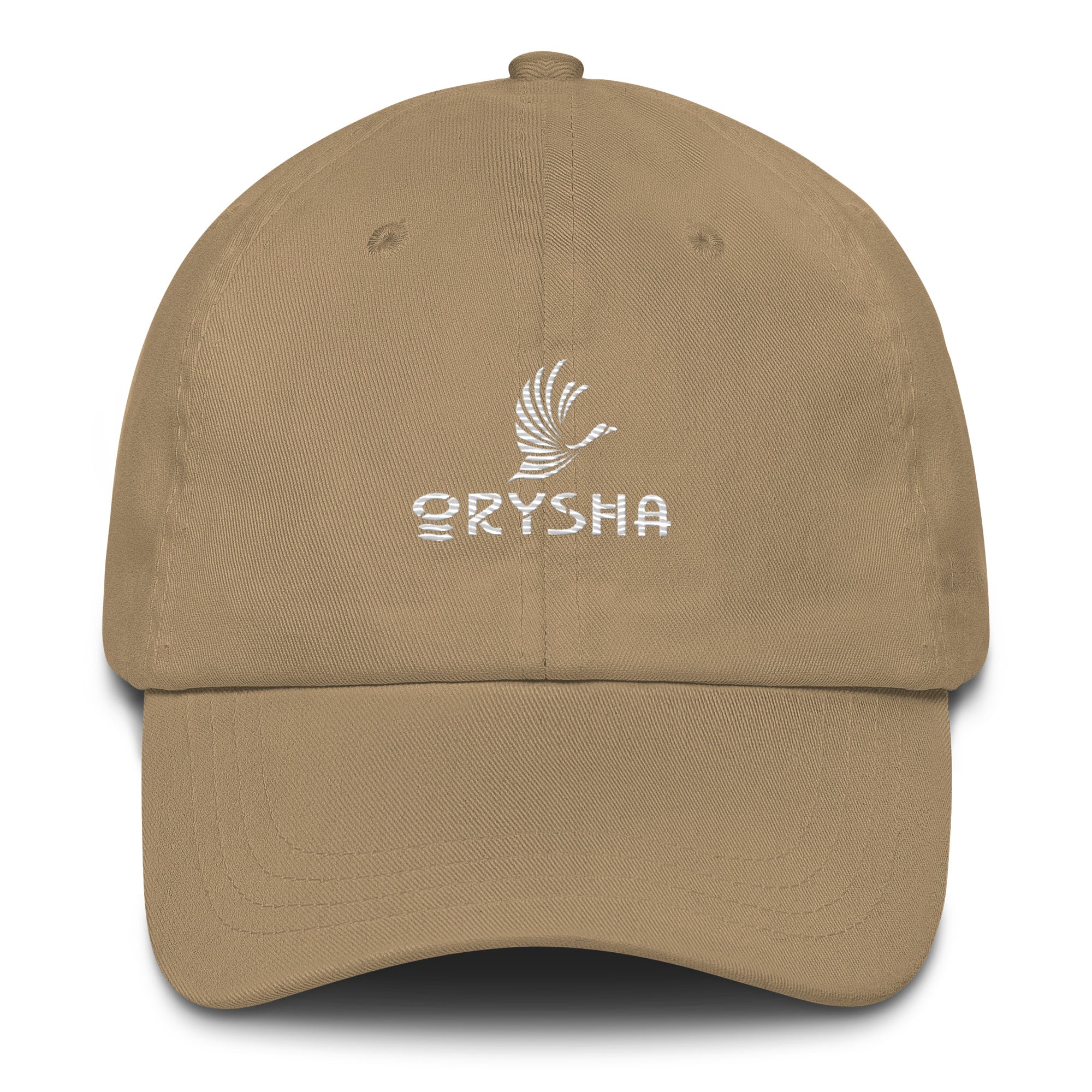 Orysha Essential Logo Embroidered Hat featuring premium logo embroidery, curved visor, and adjustable low-profile dad hat design.