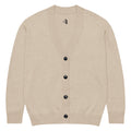 Beige lightweight knitted cardigan with jacquard texture and soft cotton blend fabric