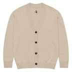 Beige lightweight knitted cardigan with jacquard texture and soft cotton blend fabric