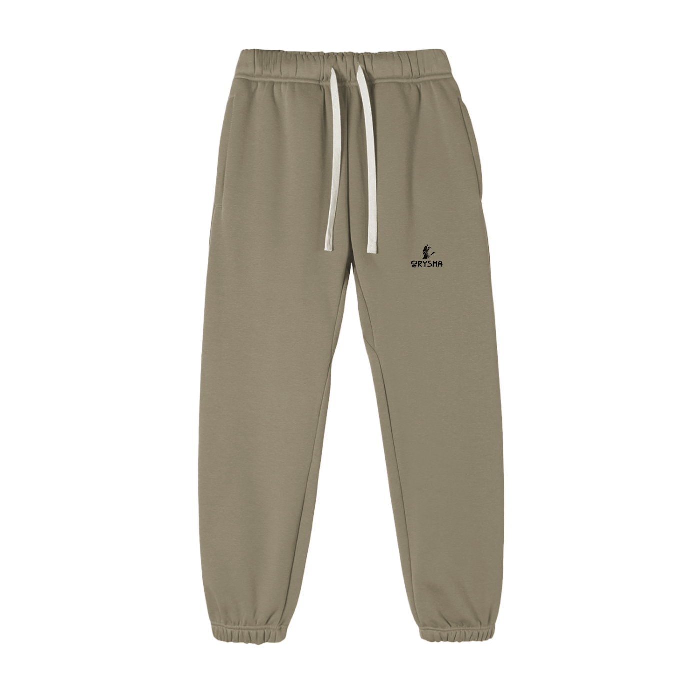 Beige streetwear pants with logo 