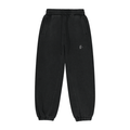 Black sweatpants with a brand logo on a white background