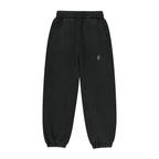 Black sweatpants with a brand logo on a white background