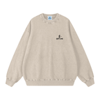 Beige sweatshirt with a logo on a white background