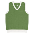 Green vest with white trim on a white background