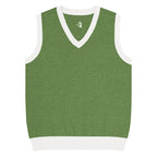 Green vest with white trim on a white background