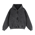 Black hoodie with a brand logo on a white background