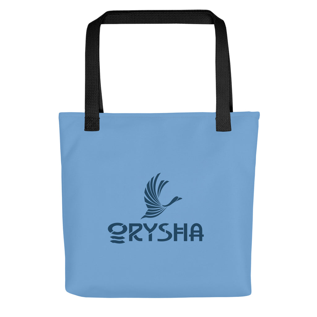 Orysha Essential Tote Bag featuring durable polyester construction, cotton bull denim handles, and spacious everyday carry design.