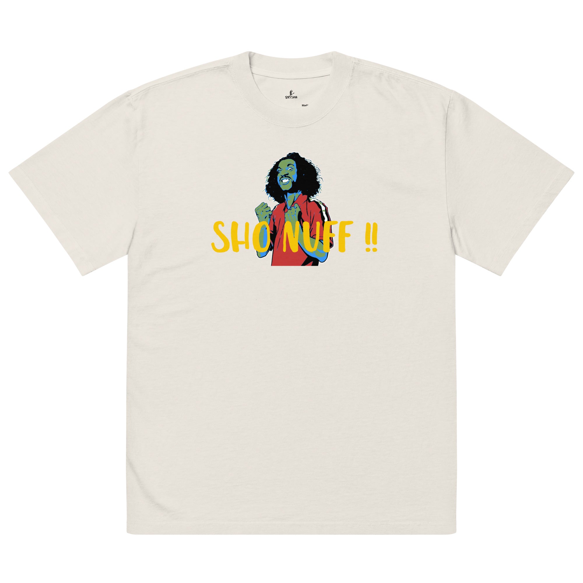 Sho Nuff tee by Orysha — bold streetwear design radiating power and attitude.