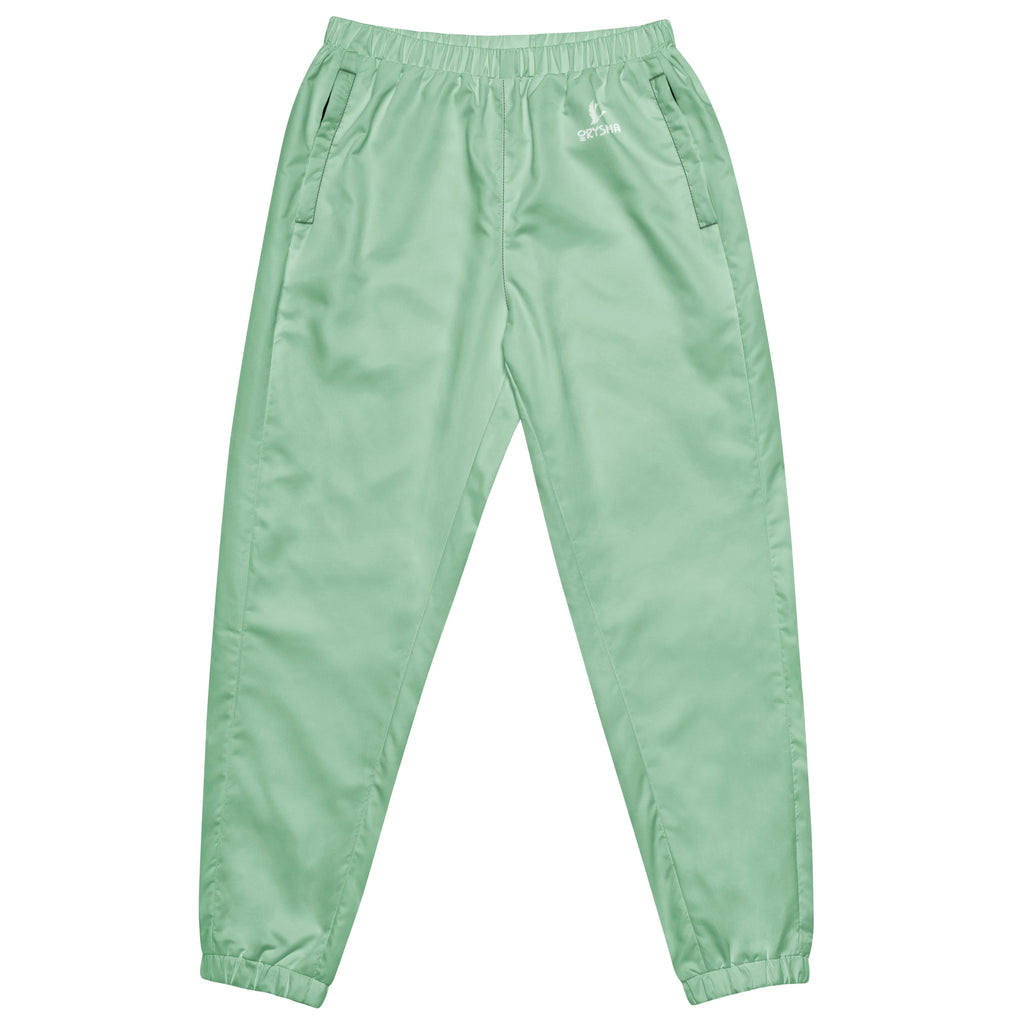 Unisex lightweight water-resistant track pants with relaxed fit and elastic cuffs