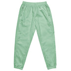 Unisex lightweight water-resistant track pants with relaxed fit and elastic cuffs