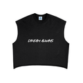 Black sleeveless shirt with 'DREM ALWAYS.' text on a white background