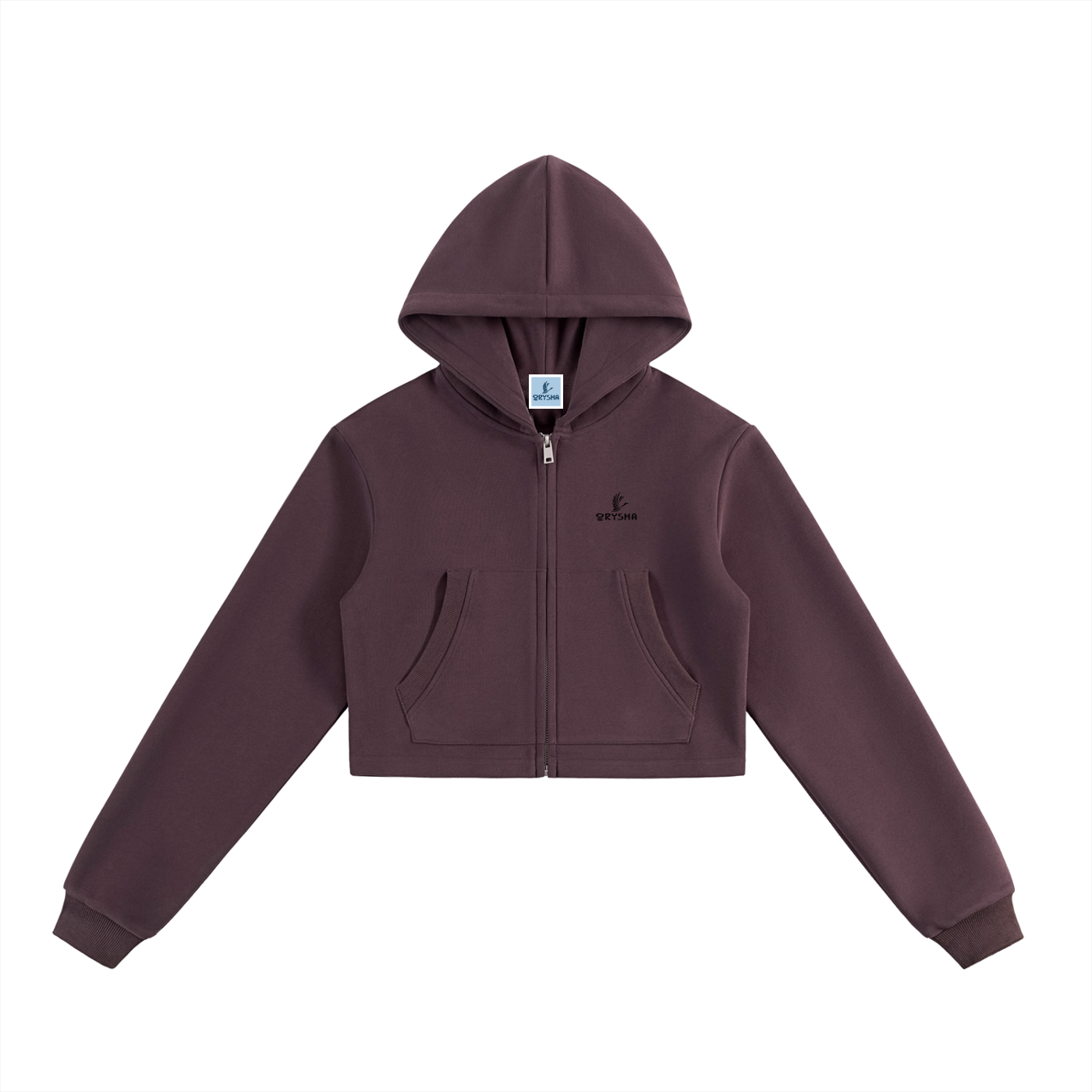 Maroon hoodie with a zipper on a white background