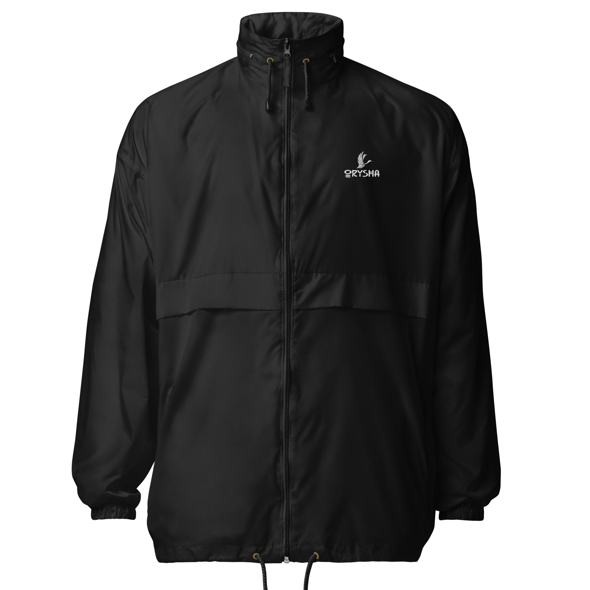 Women’s lightweight eco windbreaker jacket with hood, zip closure, and water-resistant fabric