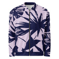 Women’s lightweight striped bomber jacket with Midnight Bloom design, zip front, and soft fleece interior