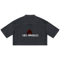 Black shirt with 'Los Angeles' and panther graphic on a white background