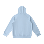 Sudadera unisex esencial de peso pesado con cremallera y manga raglán