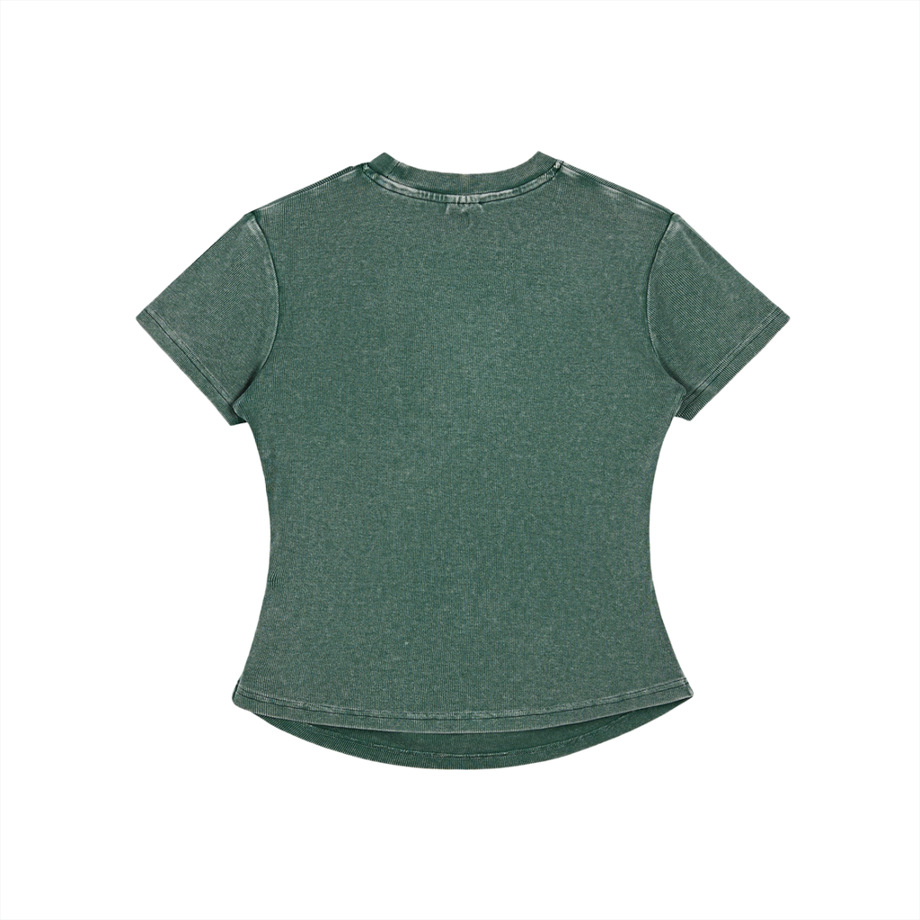 Camiseta de algodón ajustada vintage lavada para mujer