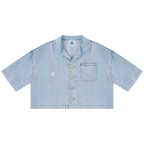 Camisa corta estilo boxy de mujer, lavado vintage