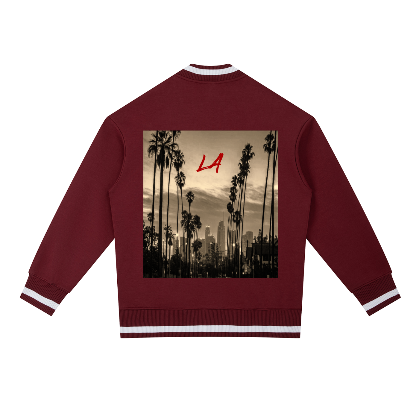 Men’s "City of Angels" Contrast Piping Zip Bomber Jacket