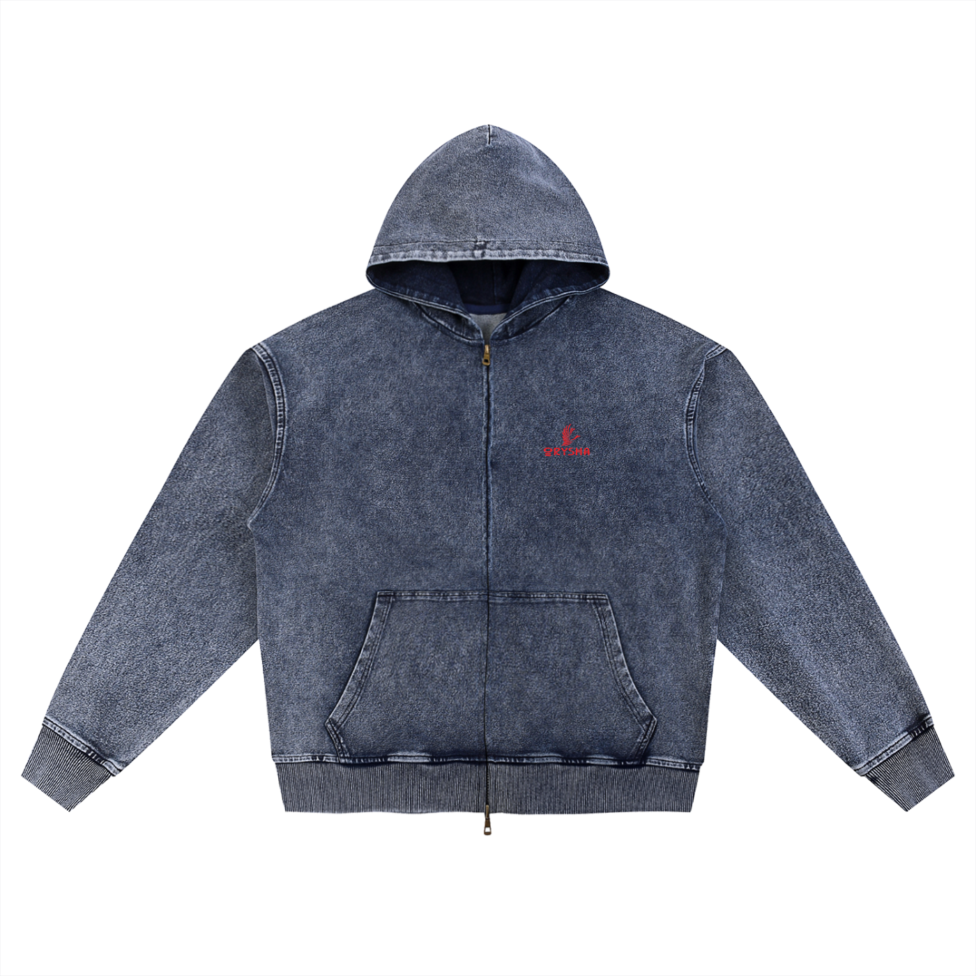 Women's "Floral Eclipse" Snow Wash Oversized Zip-Up Hoodie