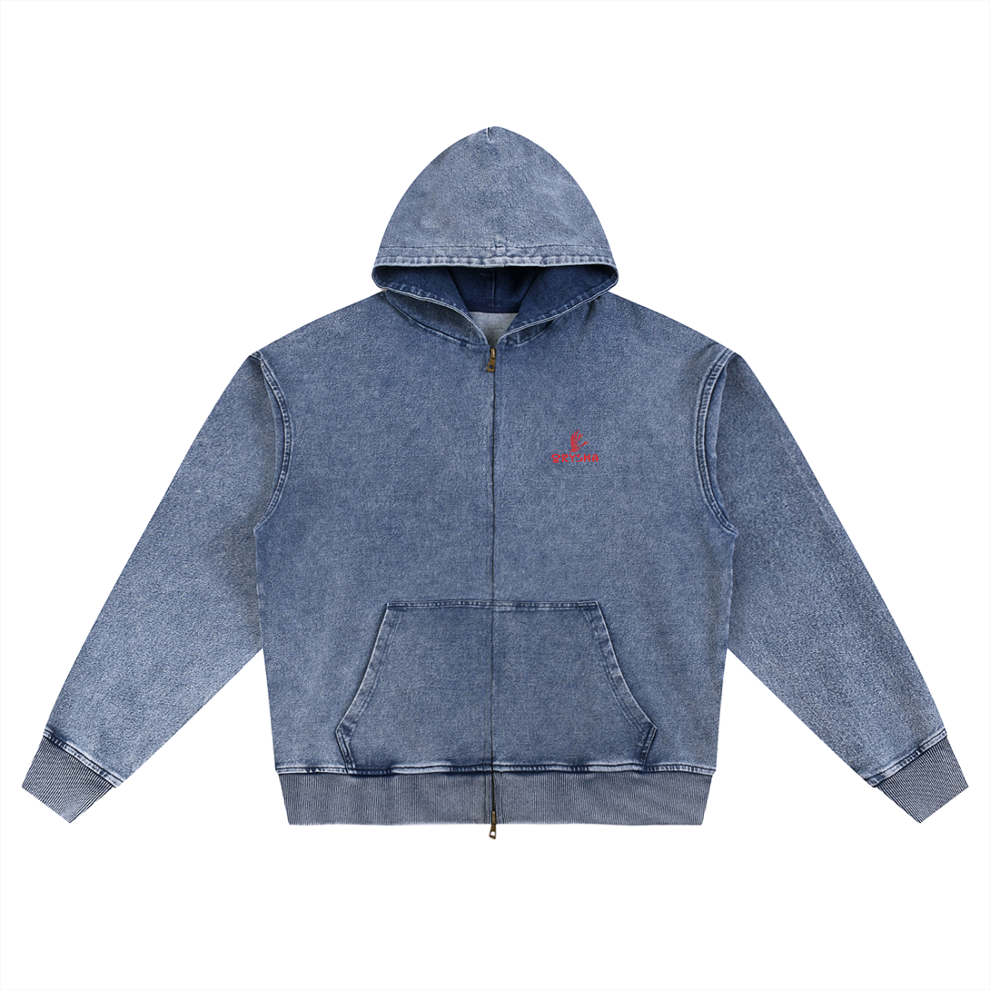 Women's "Floral Eclipse" Snow Wash Oversized Zip-Up Hoodie