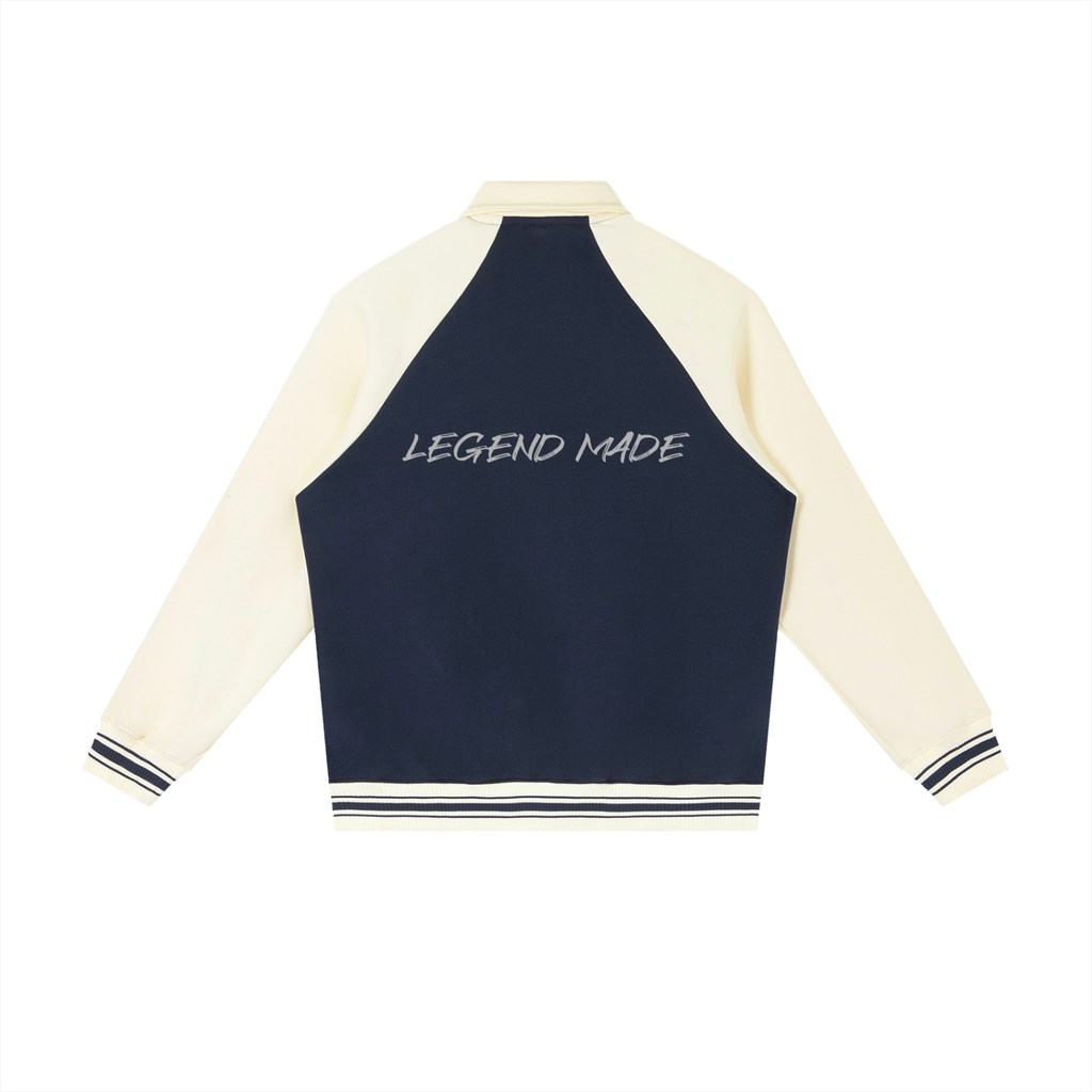 Chaqueta de béisbol con manga raglán a contraste