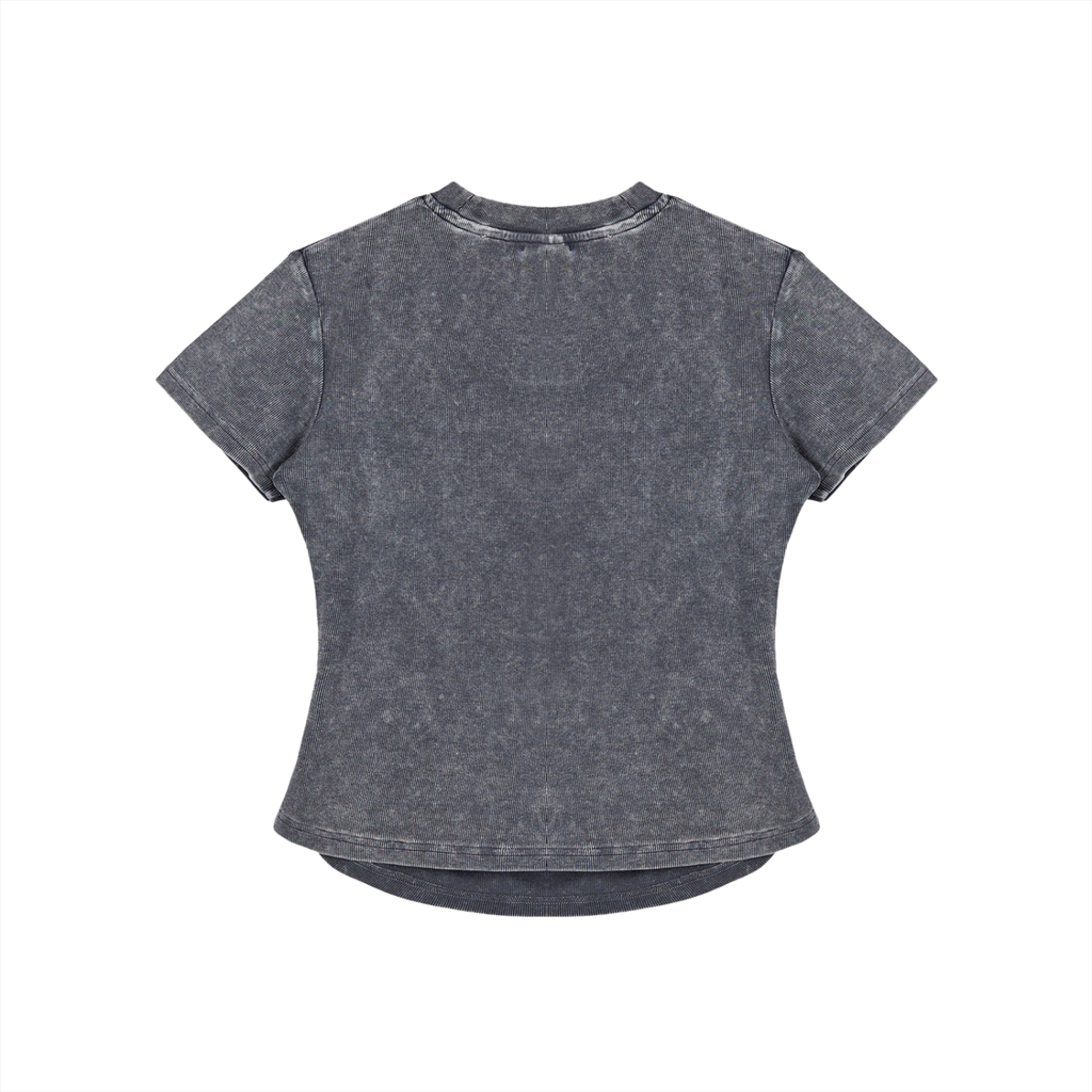 Camiseta de algodón ajustada vintage lavada para mujer