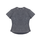 Camiseta de algodón ajustada vintage lavada para mujer